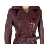 KOŽENÝ dámský vínový kabátek s páskem La Force S