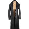 KOŽENÝ dámský černý dlouhý kabát S'egnaro M