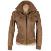 KOŽENÁ dámská hnědá bunda na zip Crossliners 38