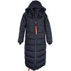 Dámský dlouhý modrý prošívaný kabát s kapucí NAVAHOO M