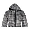 Dámská černobílá prošívaná bunda s kapucí - kohoutí stopa AMISU 36