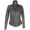 KOŽENÁ dámská šedá bunda na zip Chevirex 38