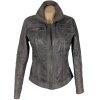 KOŽENÁ dámská šedá bunda na zip Chevirex 38