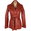 KOŽENÝ dámský červený kabát s páskem VERO MODA S/M