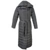 Dámský šedý dlouhý prošívaný kabát s páskem a kapucí Reserved S