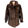 Pravý dámský hnědý kožich L