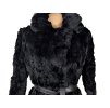 Pravý dámský černý kožich s páskem Oviesse Trend L