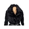 Pravý dámský černý kožich s páskem Oviesse Trend L