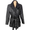 KOŽENÝ dámský černý kabát s páskem XXL