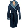 Dámský modrý petrolejový přechodný kabát s páskem L