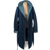 Dámský modrý petrolejový přechodný kabát s páskem L
