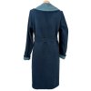 Dámský modrý petrolejový přechodný kabát s páskem L