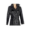 KOŽENÝ dámský černý kabát s páskem M