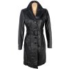 KOŽENÝ dámský černý zateplený kabát s páskem ORSAY 38