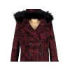 Vlněný (75%) dámský černo-červený kabát s kapucí (vlna, kašmír) 46