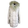 Péřový dámský šedý prošívaný kabát s pravou kožešinou KARA  L*