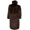 Pravý dámský hnědý dlouhý kožich S