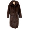 Pravý dámský hnědý dlouhý kožich S