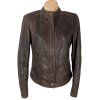KOŽENÁ dámská hnědá bunda na zip PROMOD M/L