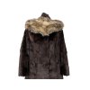 Pravý dámský hnědý dlouhý kožich s kapucí KARA M
