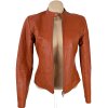 KOŽENÁ dámská oranžová bunda na zip Vero Moda M