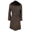 KOŽENÝ dámský hnědý kabát s kožešinou MORENA S