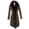 KOŽENÝ dámský hnědý kabát s kožešinou MORENA S
