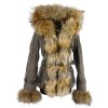 Dámská hnědá prošívaná bunda s pravou kožešinou GIORGIO &MARIO (VERA PELLE)  S*