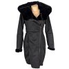 Dámský černý kabát s plyšovým kožíškem MOHITO 36