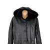 KOŽENÝ dámský černý zimní kabát s kapucí Fabiani XXL