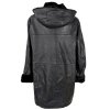 KOŽENÝ dámský černý zimní kabát s kapucí Fabiani XXL