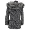 Vlněný (70%) dámský zimní kabát s páskem a kapucí Lynx (vlna, kašmír) 36