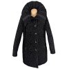 Vlněný dámský šedočerný zimní kabát 46