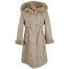 Dámský béžový kožíškový kabátek s kapucí  S