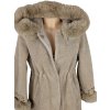 Dámský béžový kožíškový kabátek s kapucí  S