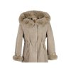 Dámský béžový kožíškový kabátek s kapucí  S