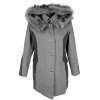 Dámský zimní šedý kabát s kapucí NATALIA XL