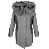 Dámský zimní šedý kabát s kapucí NATALIA XL