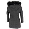 Dámský šedý zimní kabát s páskem a kapucí Natalia S