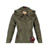 Dámská khaki zelená prošívaná parka s kapucí XS