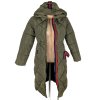 Dámská khaki zelená prošívaná parka s kapucí XS