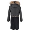 Vlněný (70%) dámský černý extravagantní kabát s kapucí s pravou kožešinou Moda Marlene (vlna, kašmír) 44 - 46