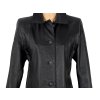 KOŽENÝ dámský černý kabát L