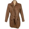 KOŽENÝ dámský hnědý kabát s páskem 18/44