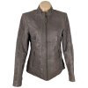 KOŽENÁ dámská hnědá bunda na zip TCM 40