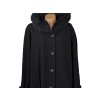Vlněný (70%) dámský černý kabát s kapucí (vlna, kašmír) 52