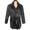 KOŽENÝ dámský černý zateplený kabát s páskem Black Box XL