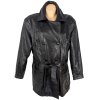 KOŽENÝ dámský černý zateplený kabát s páskem Black Box XL