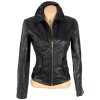 KOŽENÁ dámská černá bunda na zip Promod M