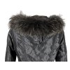 Dámský stříbrný prošívaný kabát s kapucí s pravou kožešinou LUO LUO M